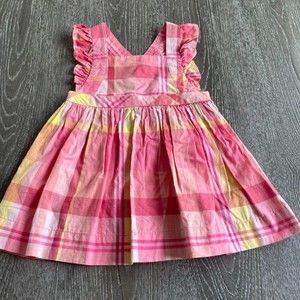 6-12M Pink and Yellow plaid Dress